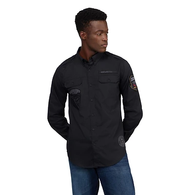 ECKO UNLTD Bouton militaire solide à manches longues pour hommes