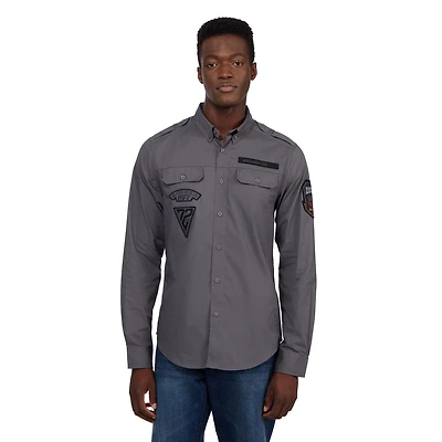 ECKO UNLTD Bouton militaire solide à manches longues pour hommes