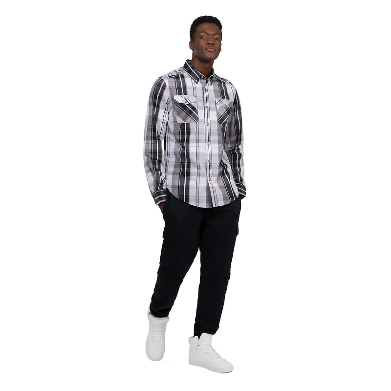 ECKO UNLTD chemise tissée solide à manches longues pour hommes