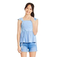 Justice Girls' Babydoll Eyelet Top