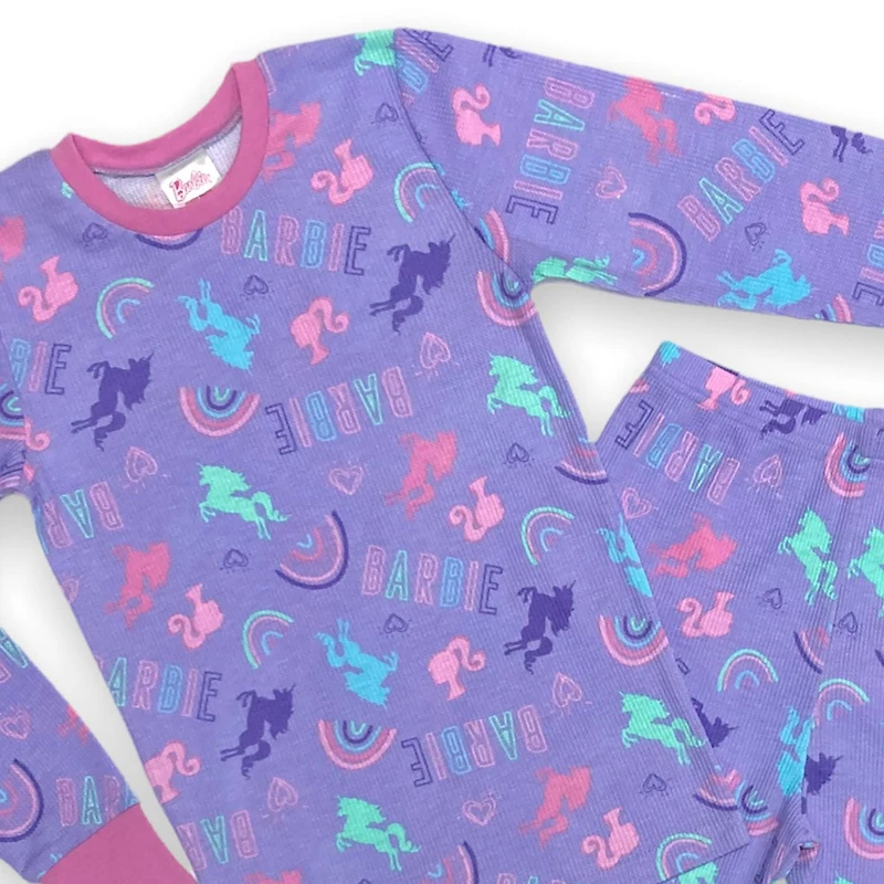 Barbie Ensemble pyjama 2 pièce thermique à manche longue pour fille
