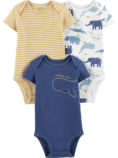 Child of Mine made by Carter's 3Pack Newborn Boys Bodysuits - Whale