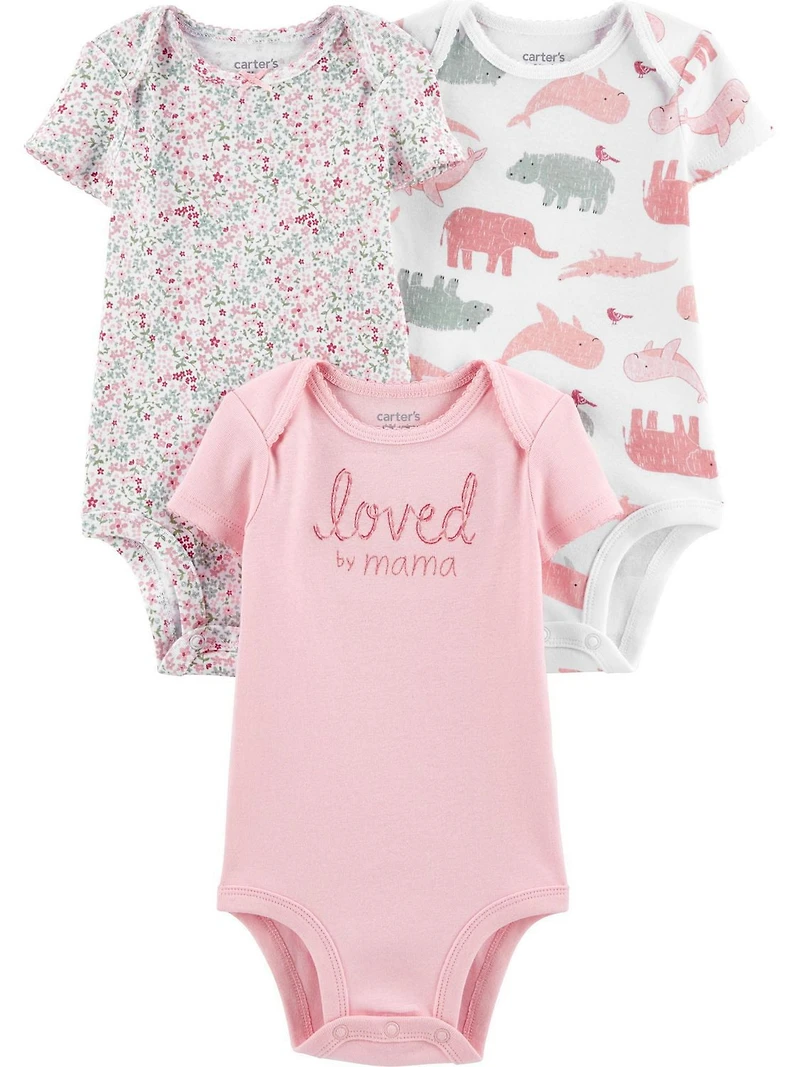 Child of Mine made by Carter's 3Pack Newborn Girls Bodysuits - Love