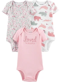 Child of Mine made by Carter's 3Pack Newborn Girls Bodysuits - Love