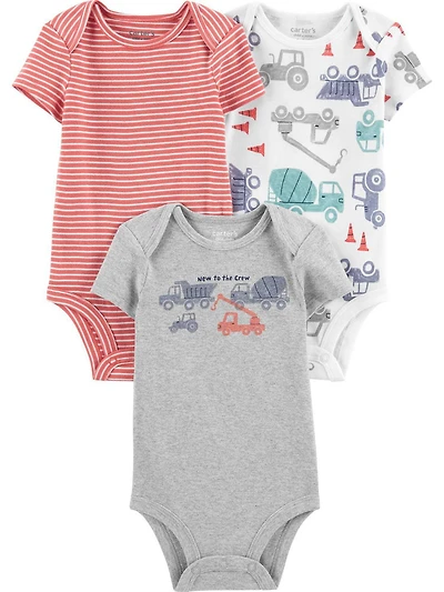 Child of Mine made by Carter's 3Pack Newborn Boys Bodysuits - Grey Truck