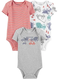 Child of Mine made by Carter's 3Pack Newborn Boys Bodysuits - Grey Truck