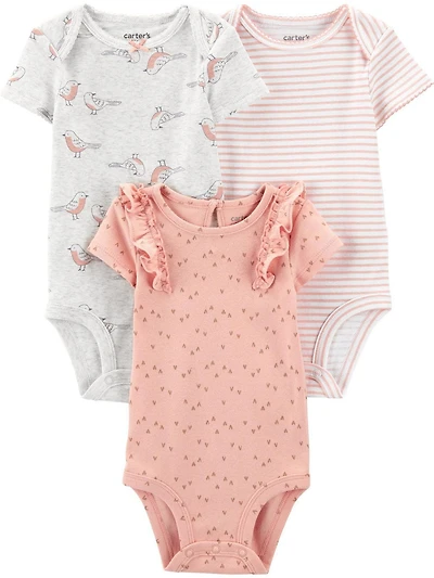 Child of Mine made by Carter's 3Pack Newborn Girls Bodysuits - Pink Flutter
