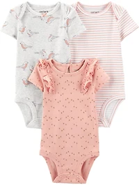 Child of Mine made by Carter's 3Pack Newborn Girls Bodysuits - Pink Flutter