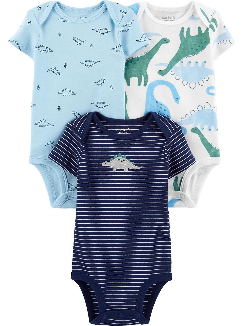 Child of Mine made by Carter's 3Pack Newborn Boys Bodysuits - Blue dino