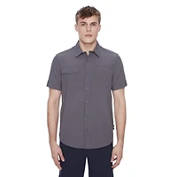 Dark Black Men's Short-Sleeve Button-Down Shirt<br><br><br>Dark Black Men's Short-Sleeve Button-Down Shirt