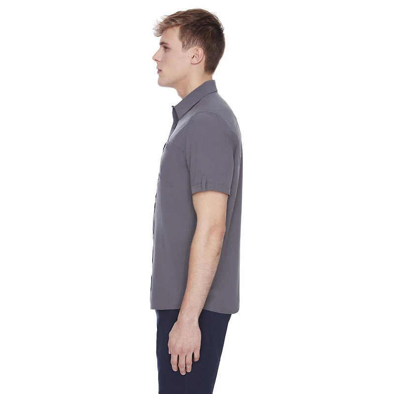 Dark Black Men's Short-Sleeve Button-Down Shirt<br><br><br>Dark Black Men's Short-Sleeve Button-Down Shirt