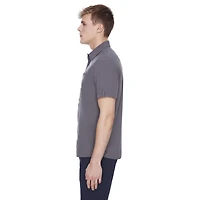 Dark Black Men's Short-Sleeve Button-Down Shirt<br><br><br>Dark Black Men's Short-Sleeve Button-Down Shirt