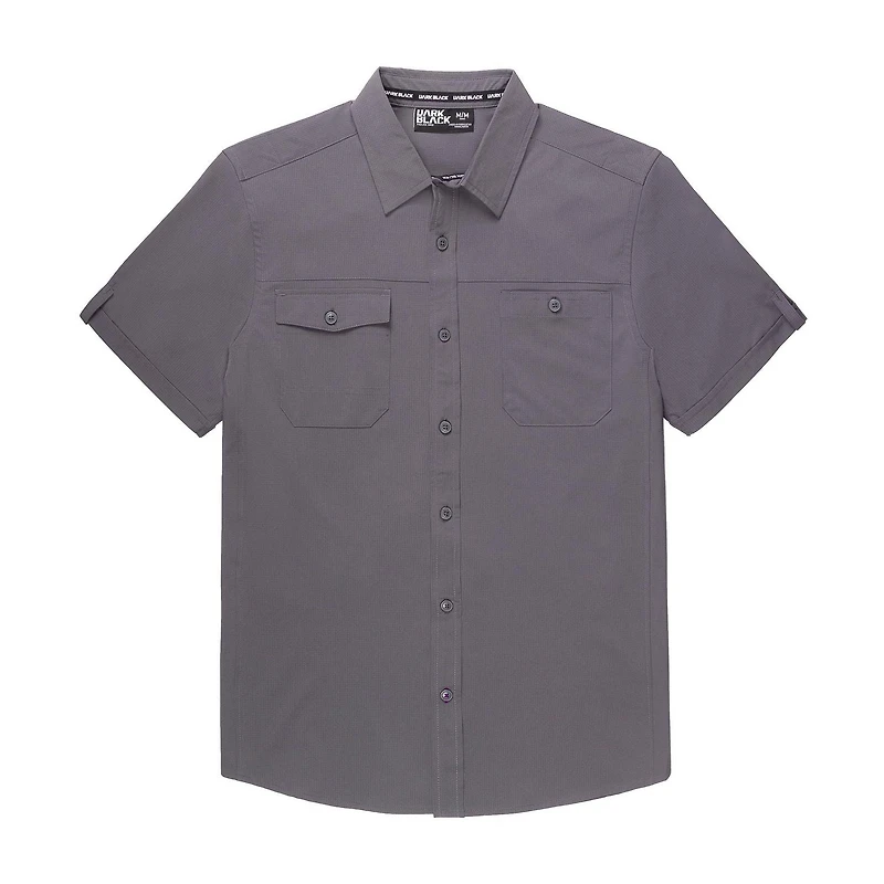Dark Black Men's Short-Sleeve Button-Down Shirt<br><br><br>Dark Black Men's Short-Sleeve Button-Down Shirt