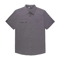 Dark Black Men's Short-Sleeve Button-Down Shirt<br><br><br>Dark Black Men's Short-Sleeve Button-Down Shirt