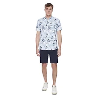 Dark Black Men's Short-Sleeve Button-Down Shirt, Sizes S-XXL