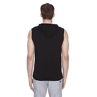 Dark Black Men's Hooded Tank Top, Sizes S-XXL