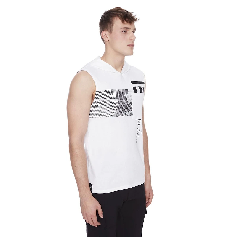 Dark Black Men's Hooded Tank Top, Sizes S-XXL