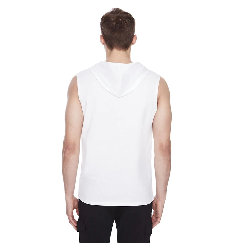 Dark Black Men's Hooded Tank Top, Sizes S-XXL