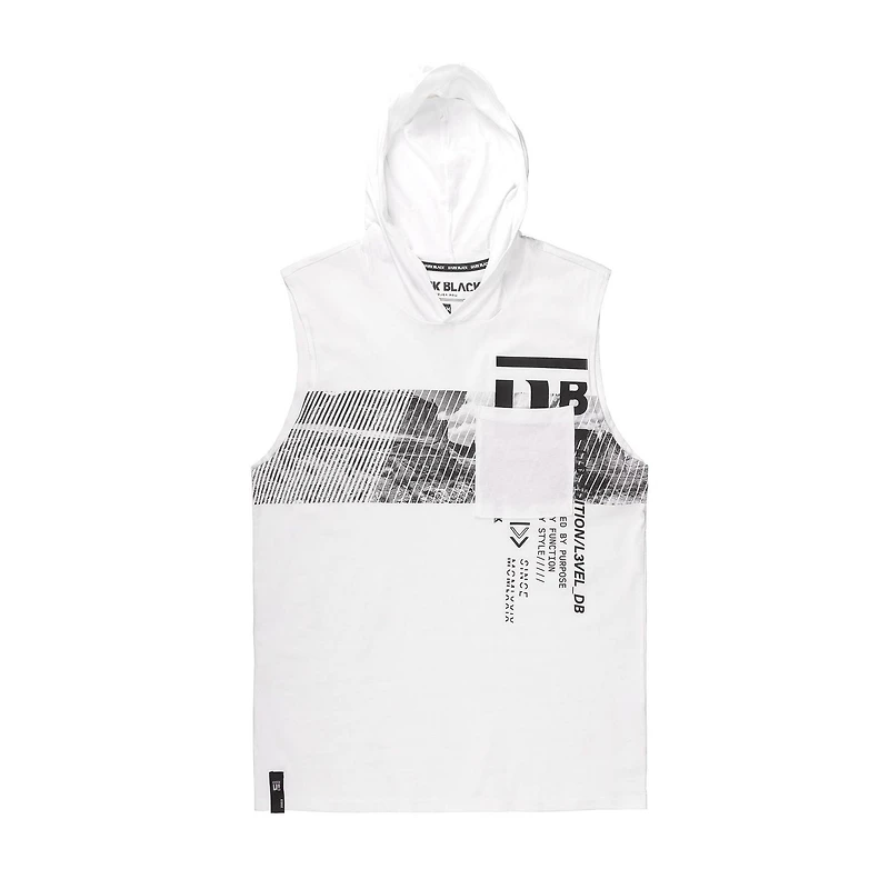 Dark Black Men's Hooded Tank Top, Sizes S-XXL