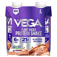 Vega Protein Shake Creamy Chocolate (4ct), Plant-powered protein on-the-go. 