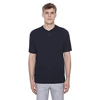 Dark Black Men's Short-Sleeve Henley T-Shirt