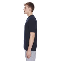 Dark Black Men's Short-Sleeve Henley T-Shirt