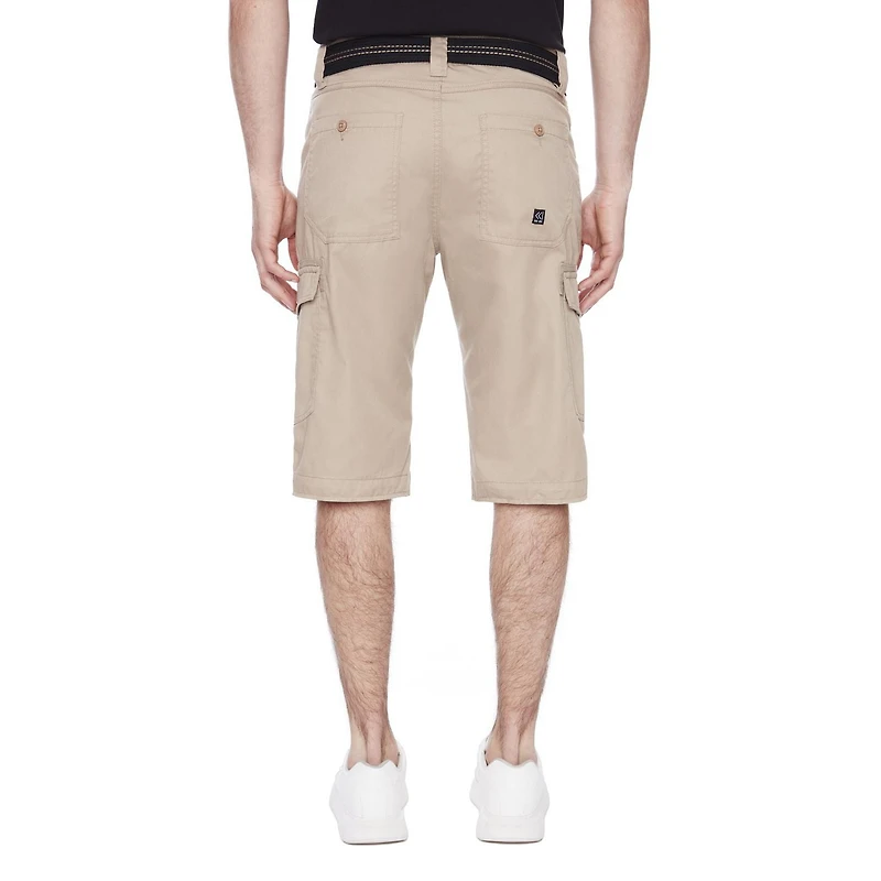Dark Black Men's Belted Cargo Capri Short - Beige Mix, Sizes 30-40