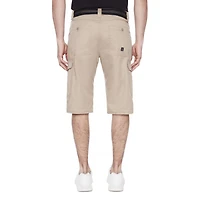 Dark Black Men's Belted Cargo Capri Short - Beige Mix, Sizes 30-40
