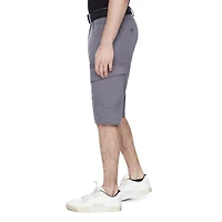Dark Black Men's Belted Cargo Capri Short - Grey