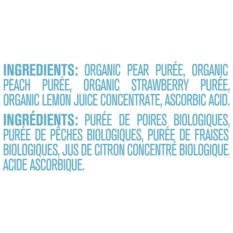Purée GERBER® Biologique Poire Pêche Fraise, aliment pour bébé 128 mL