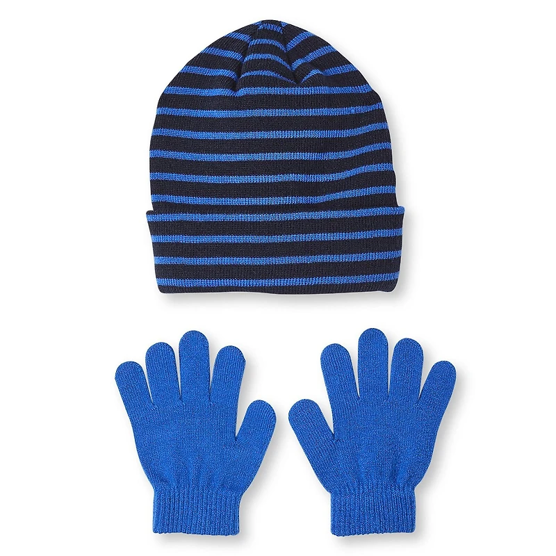 George Boys' Striped Hat and Gloves Set