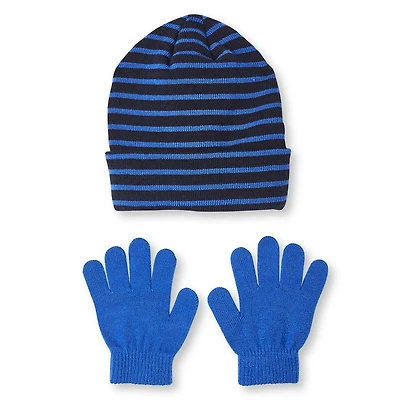 George Boys' Striped Hat and Gloves Set