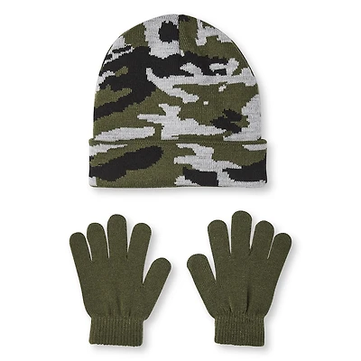 George Boys' Camo Hat and Gloves Set