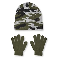 George Boys' Camo Hat and Gloves Set