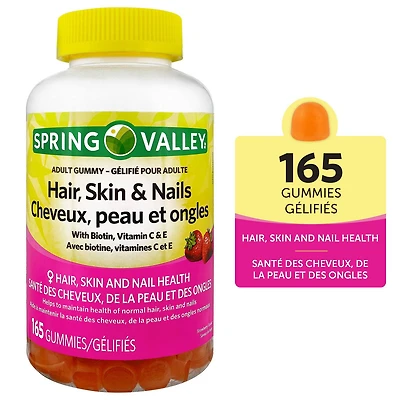 Spring Valley Hair, Skin & Nails Gummy, 165 Gummies, Adult Gummy