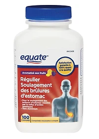 Equate Fruit Flavour Regular Strength Heartburn Relief, 100 Tablets