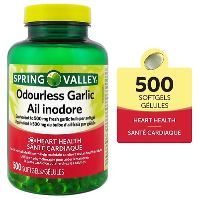 Spring Valley Odourless Garlic, 500 Softgels