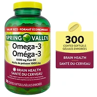 Spring Valley Oméga-3 Huile de poisson 1000 mg Enrobées 300 Gélules Enrobées