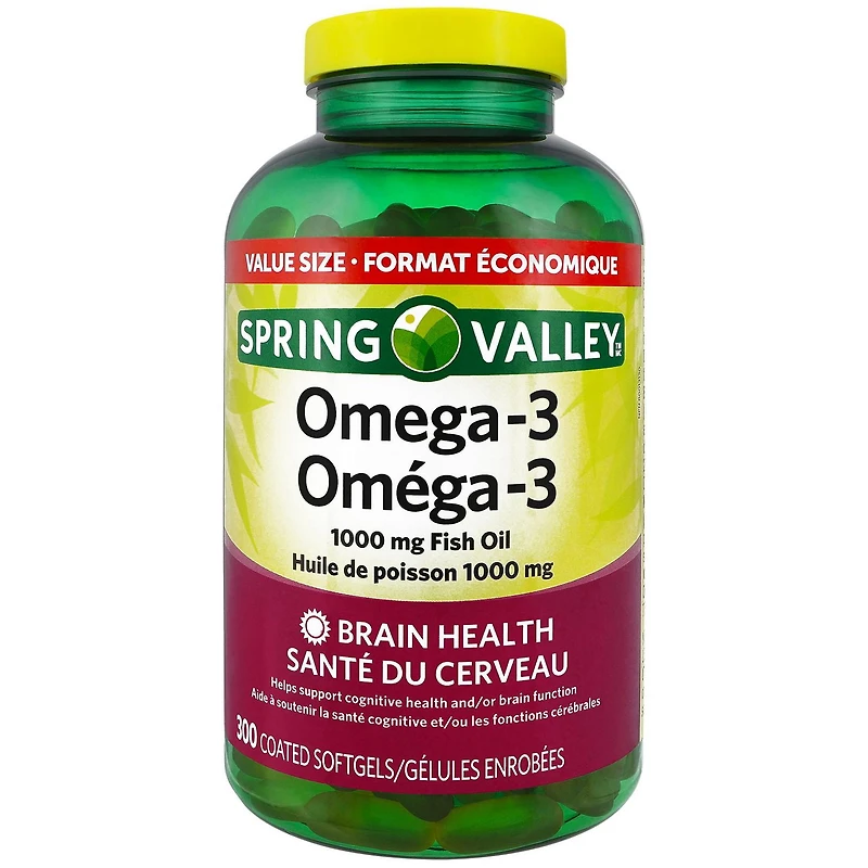 Spring Valley Oméga-3 Huile de poisson 1000 mg Enrobées 300 Gélules Enrobées