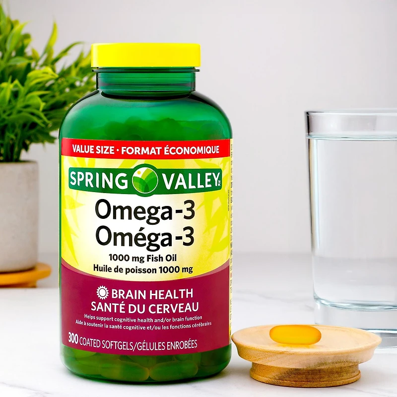 Spring Valley Oméga-3 Huile de poisson 1000 mg Enrobées 300 Gélules Enrobées