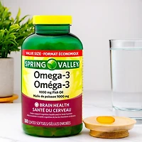 Spring Valley Oméga-3 Huile de poisson 1000 mg Enrobées 300 Gélules Enrobées