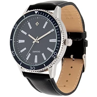 Ensemble Montre en Cuir Noir & Bracelet pour Homme