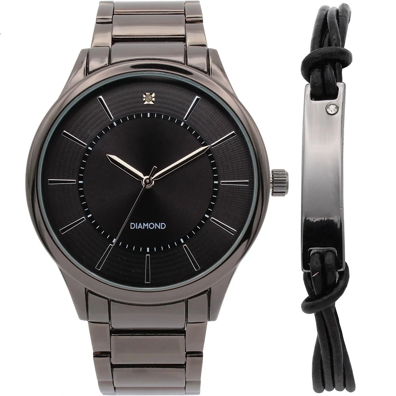 Montre Homme en Métal Canon & Bracelet ID Assorti