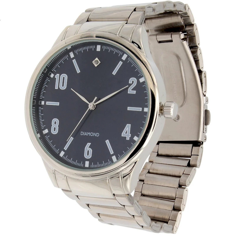 Ensemble Montre Homme avec Bracelet à Maillons Argenté & Bracelet ID Montre tendance pour hommes