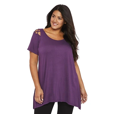 George Plus Women's Open Shoulder Sharkbite Top