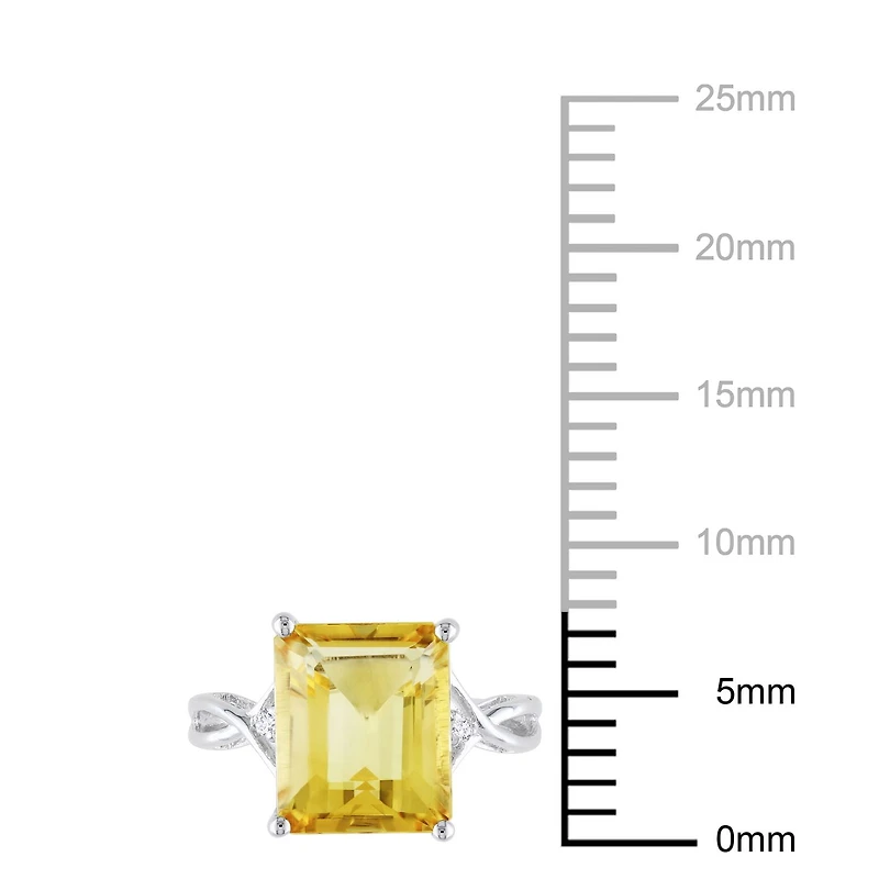 Tangelo 6.63 Carat T.G.W. Citrine and White Topaz Accent Sterling Silver Cocktail Ring