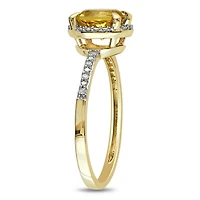 Bague halo en forme de auréole Tangelo avec citrine 1,25 ct PBT et accents de diamants en or jaune 10 k