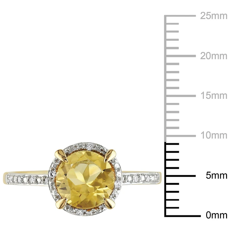 Bague halo en forme de auréole Tangelo avec citrine 1,25 ct PBT et accents de diamants en or jaune 10 k