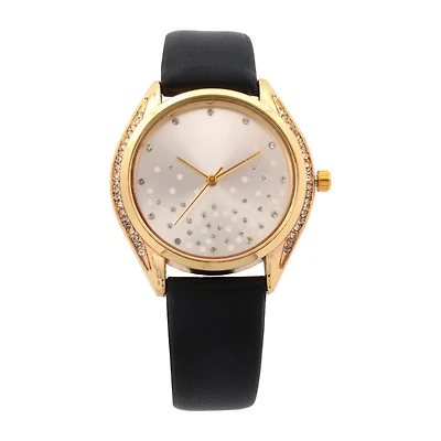 Ladies  black strap Watch and Necklace
