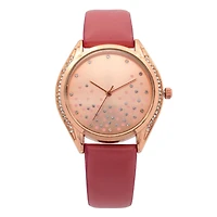 Ladies blush strap Watch and Necklace